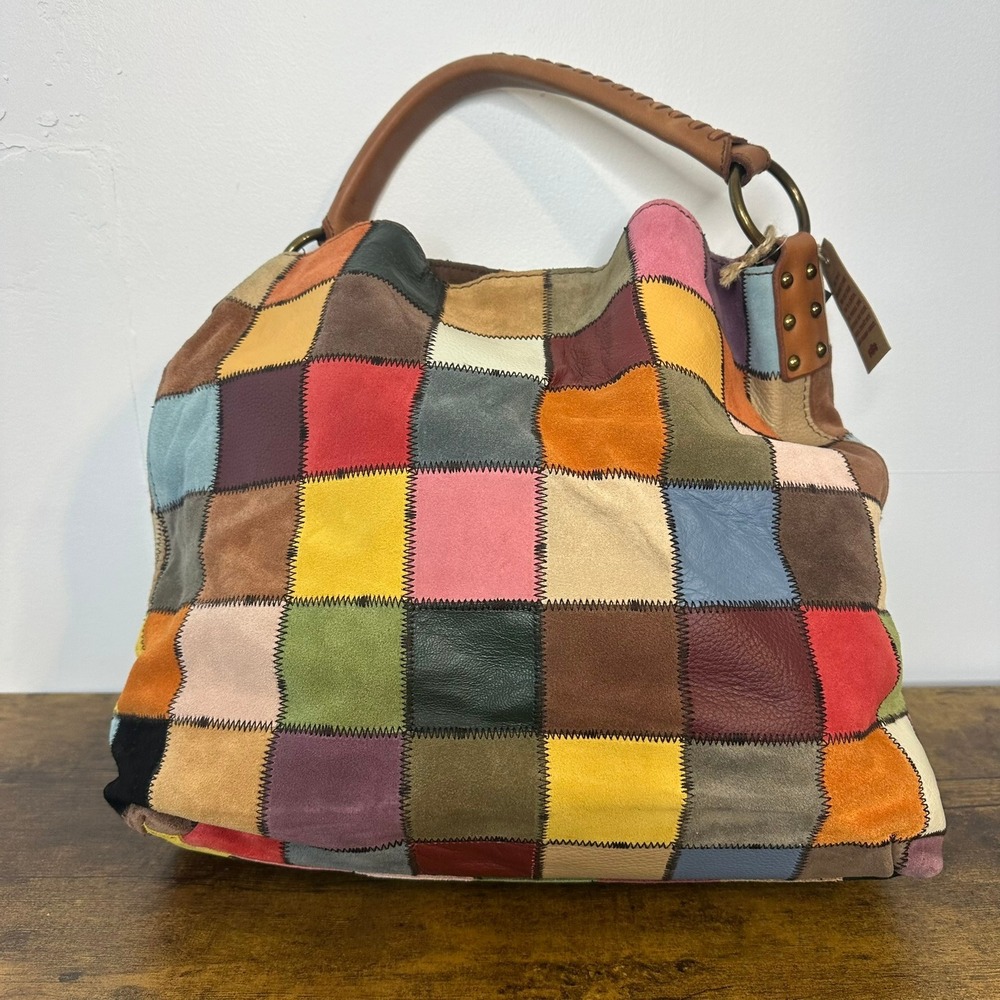 Lucky Brand Medium Slouch Patchwork Leather Suede… - image 6